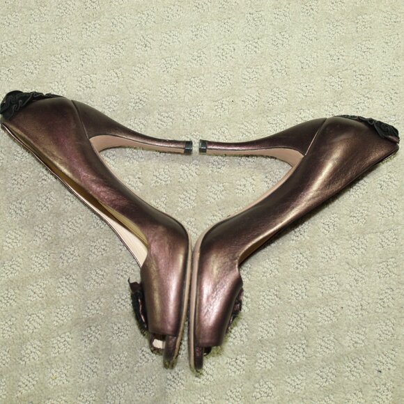 Authentic Prada Womens Brown Leather Peep Toe Stiletto Pump Heels Size 36 - Picture 3 of 7